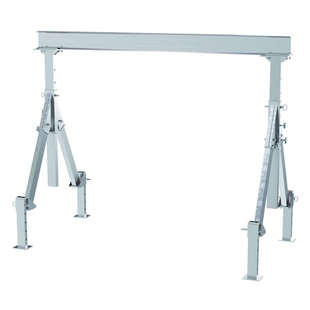 Vestil Aluminum Adjustable Height Gantry Crane w/Adjustable Leveling Option 10 ft.x8 ft. 4K Silver AHA-4-10-8-ALO